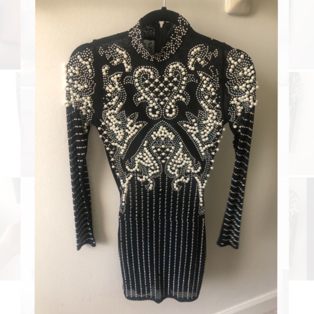 👍SALE👍 Metallic Pearl Like Stones & Sequin Dress
